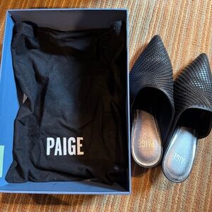 Paige mules with woven texture and low heel